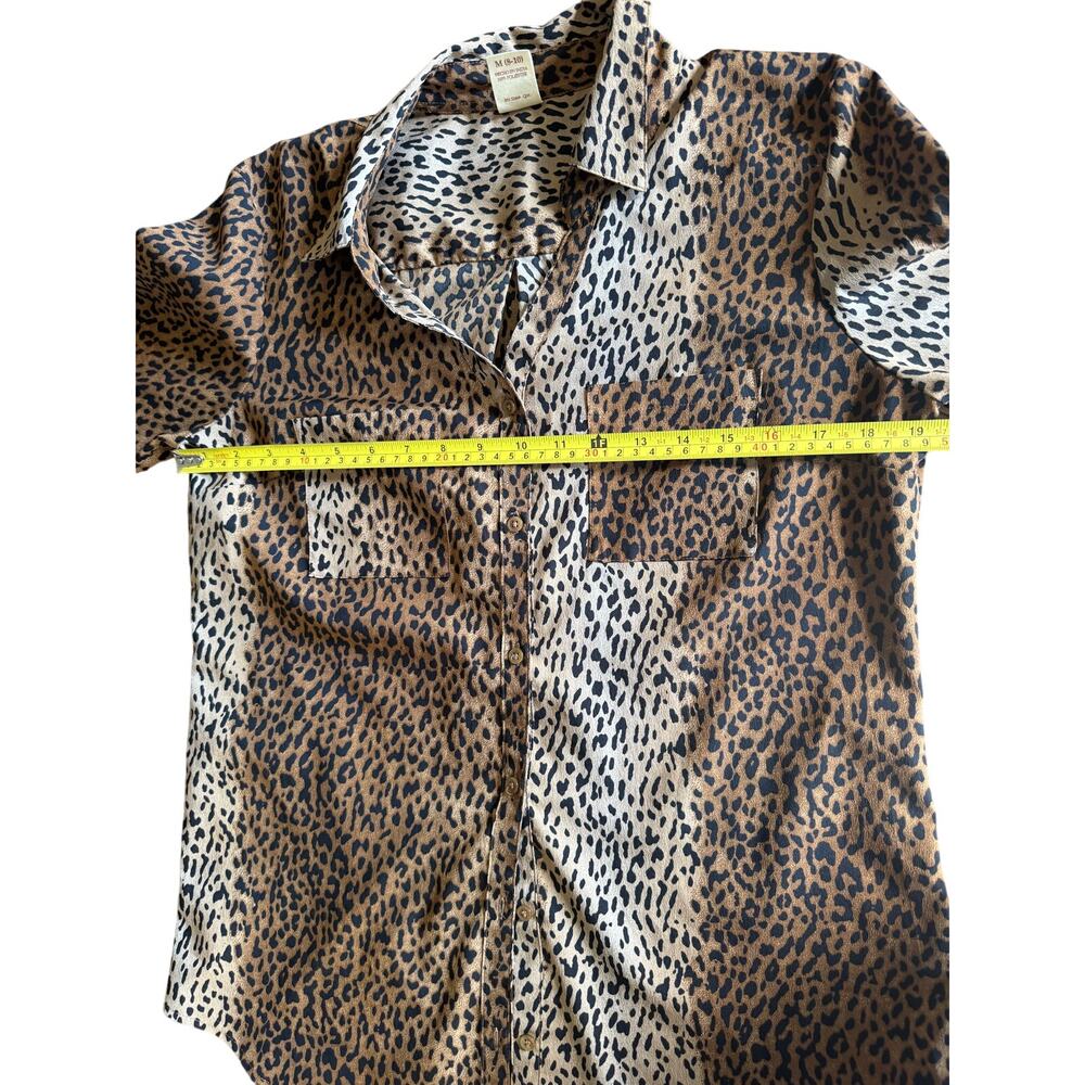 Leopard Print Button Front Blouse Womens M Animal Print Shirt - Picture 6 of 11